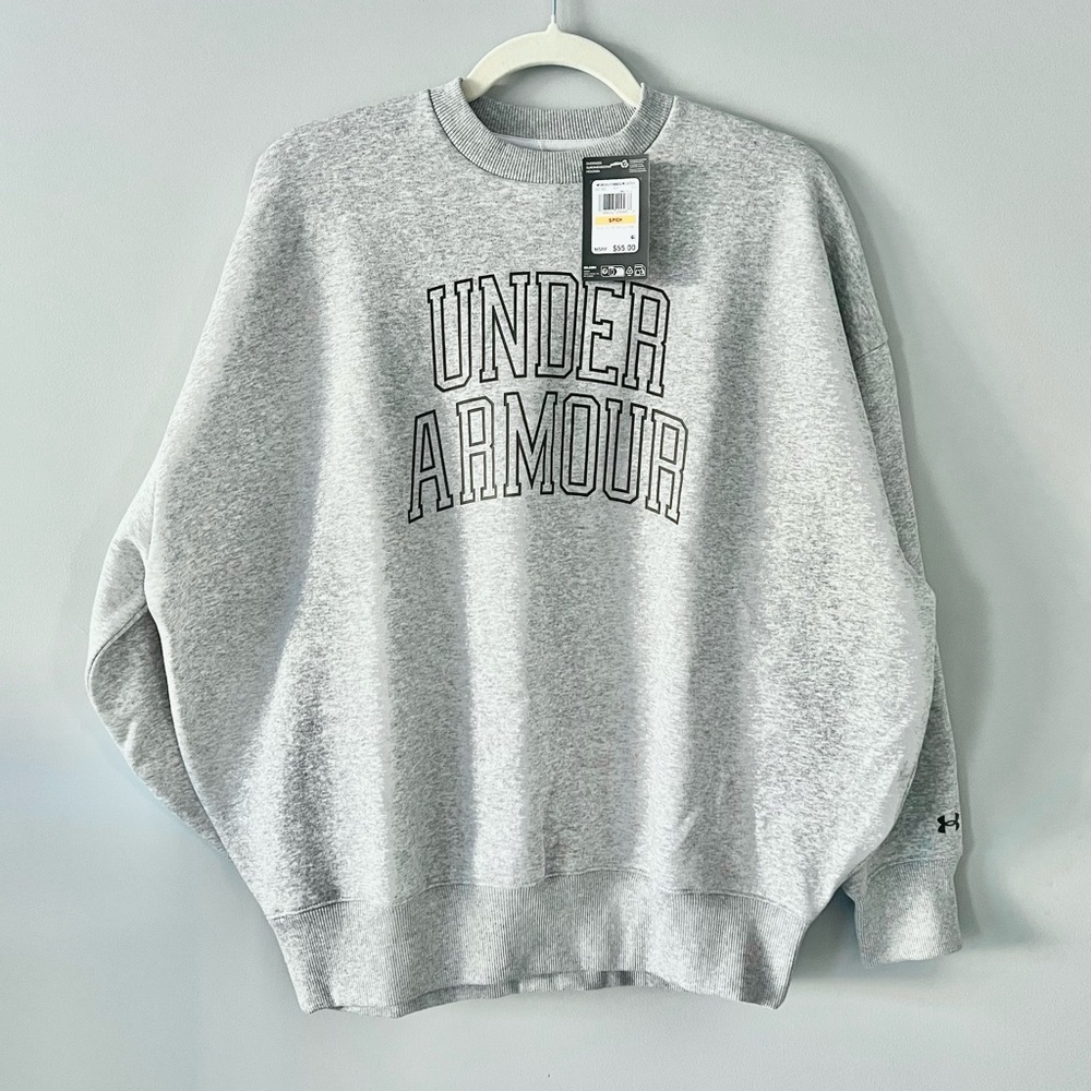 Under Armour Women’s Rival Fleece Oversized Varsity Crew - Halo Gray Lt Heather
